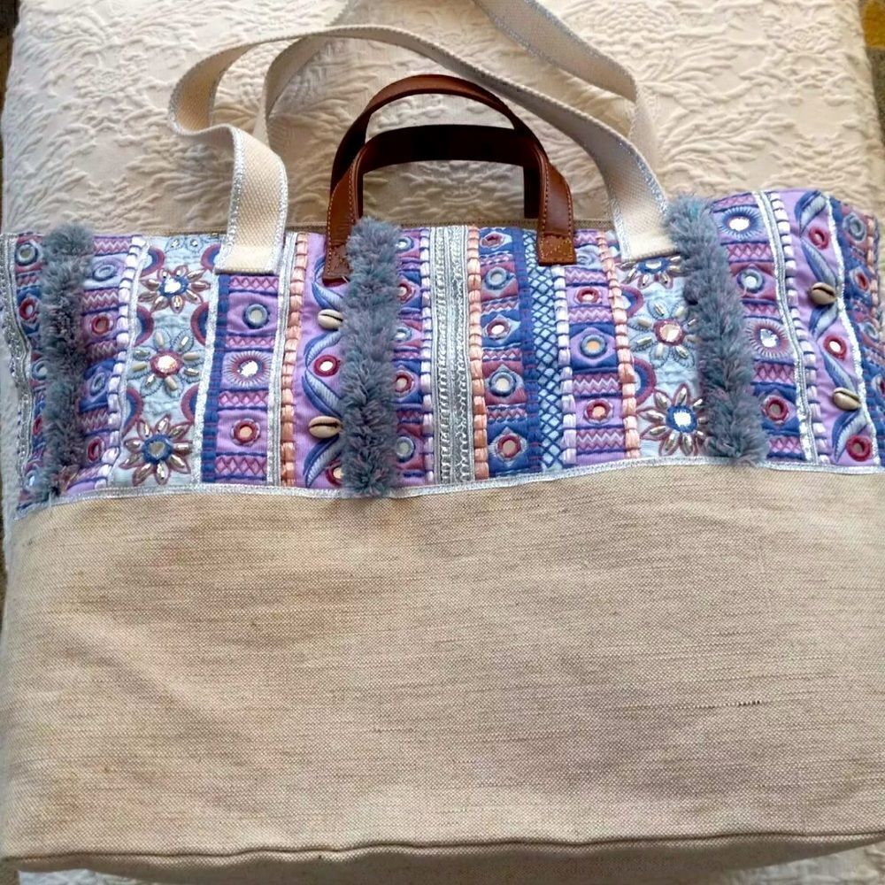 Chico's- Mosaic Print Tote Canvas Embroidered - Picture 3 of 10